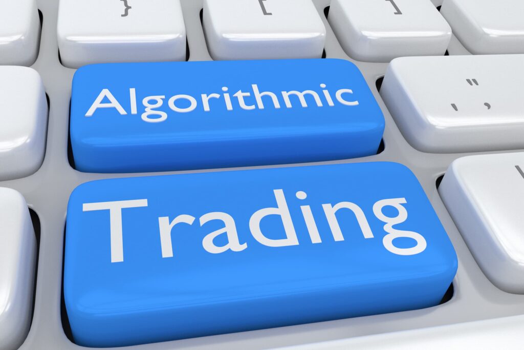 computer keyboard with the print Algorithmic Trading