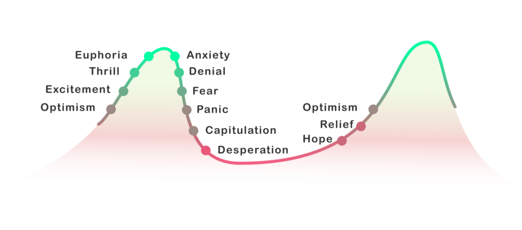 Financial markets psycology cycle stages of emotions, from optimism to panic selling