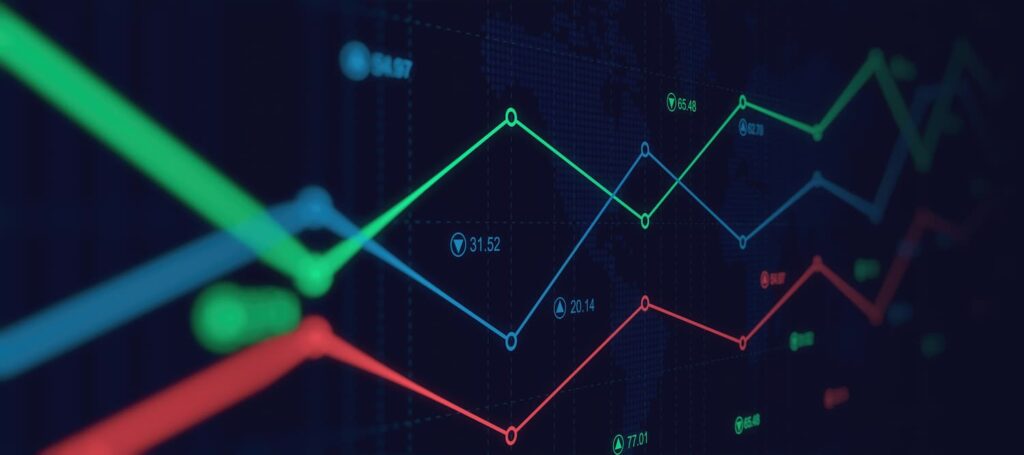 financial chart with line graph in stock market