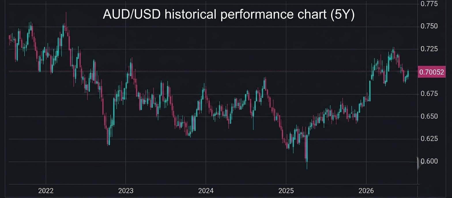 График исторической динамики AUD/USD за 5 лет