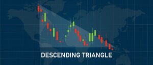 Descending triangle down trend candle stick pattern in stock market